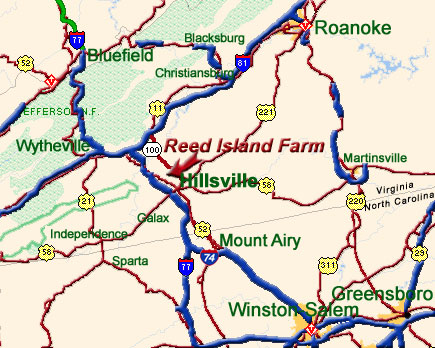 Map to Reed Island Farm